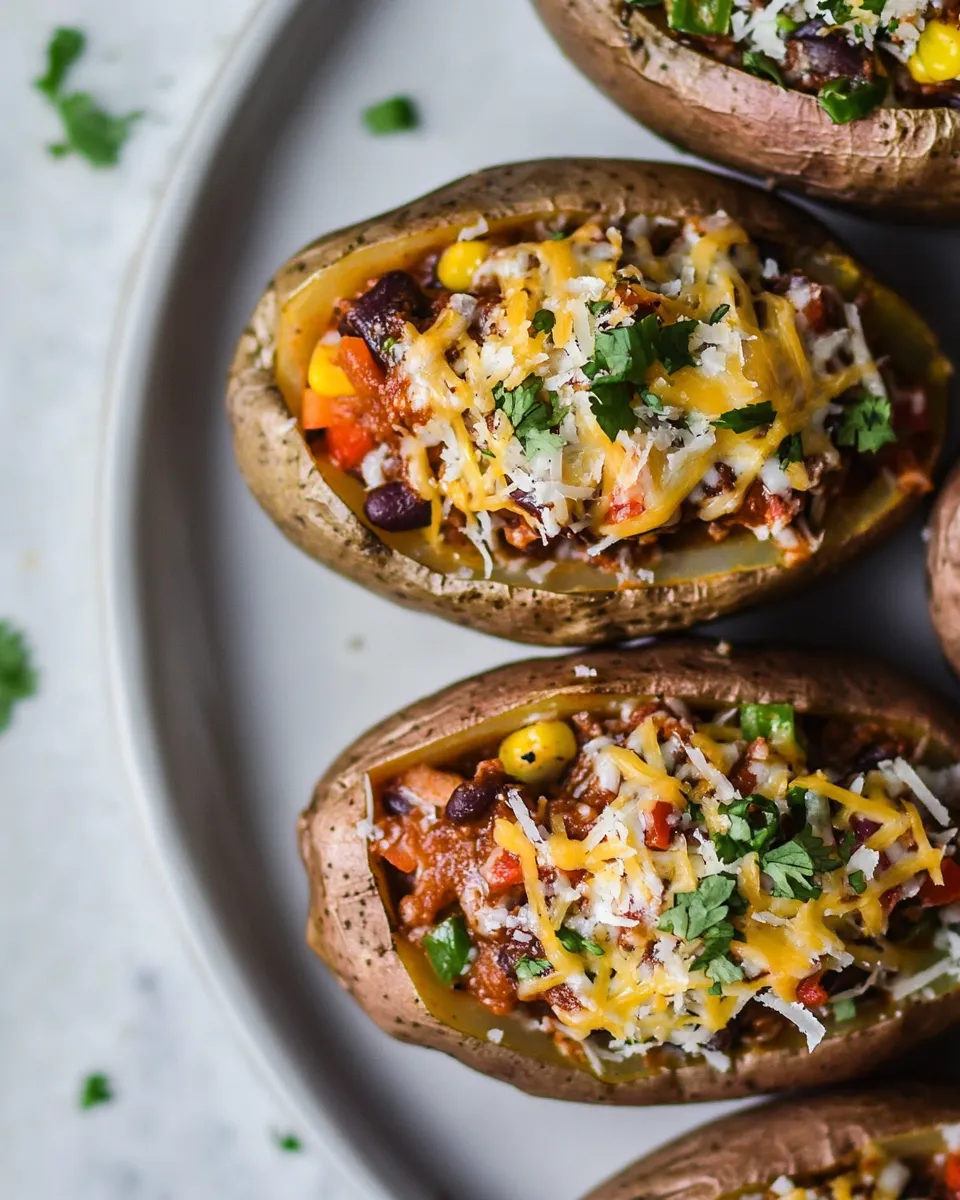 Delicious Air Fryer Enchilada Stuffed Baked Potatoes Recipe shot