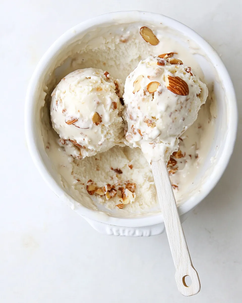 Homemade Almond Torte Mascarpone Ice Cream (with a Brown Butter Almond Crunch!) photo