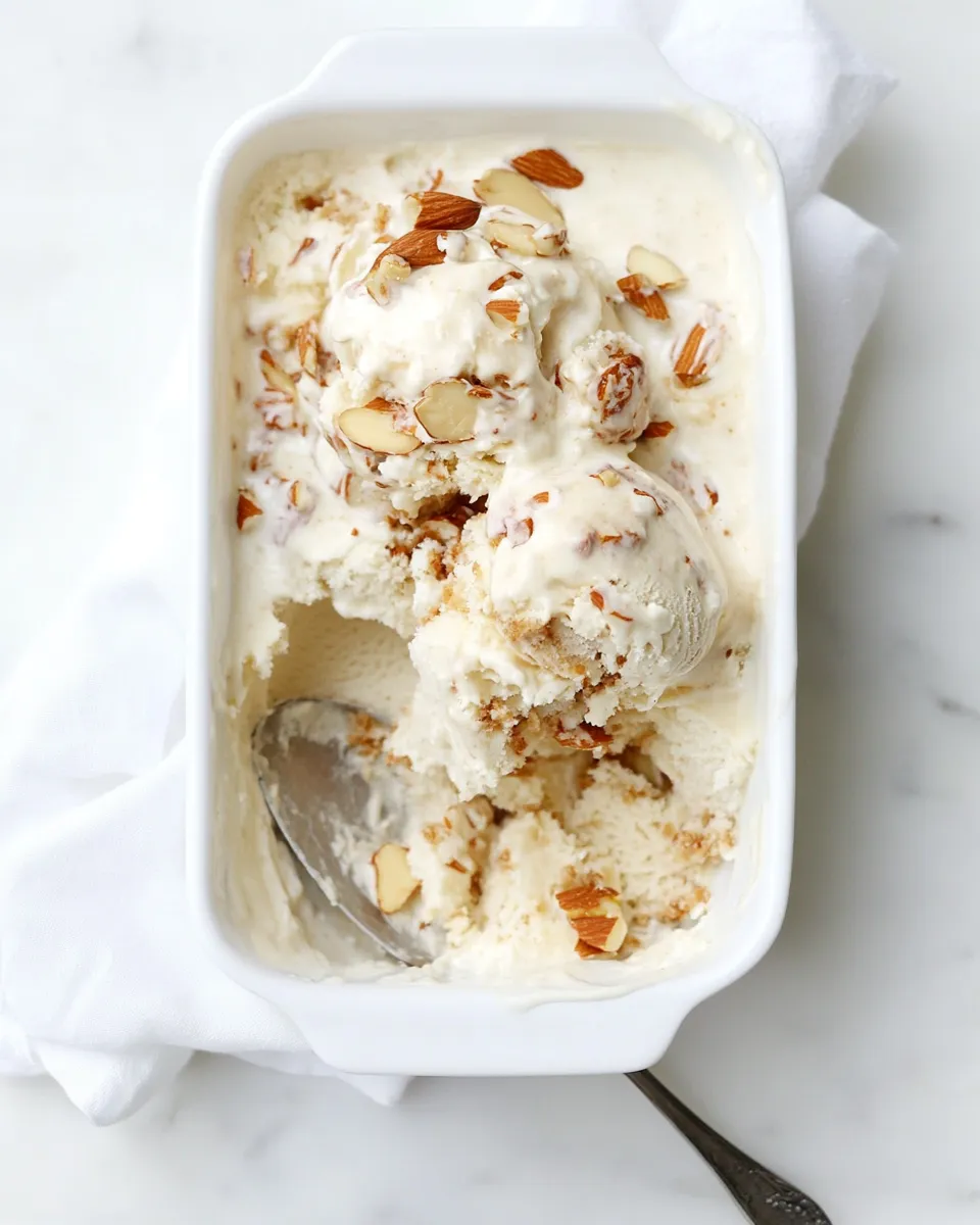 Easy Almond Torte Mascarpone Ice Cream (with a Brown Butter Almond Crunch!) recipe photo