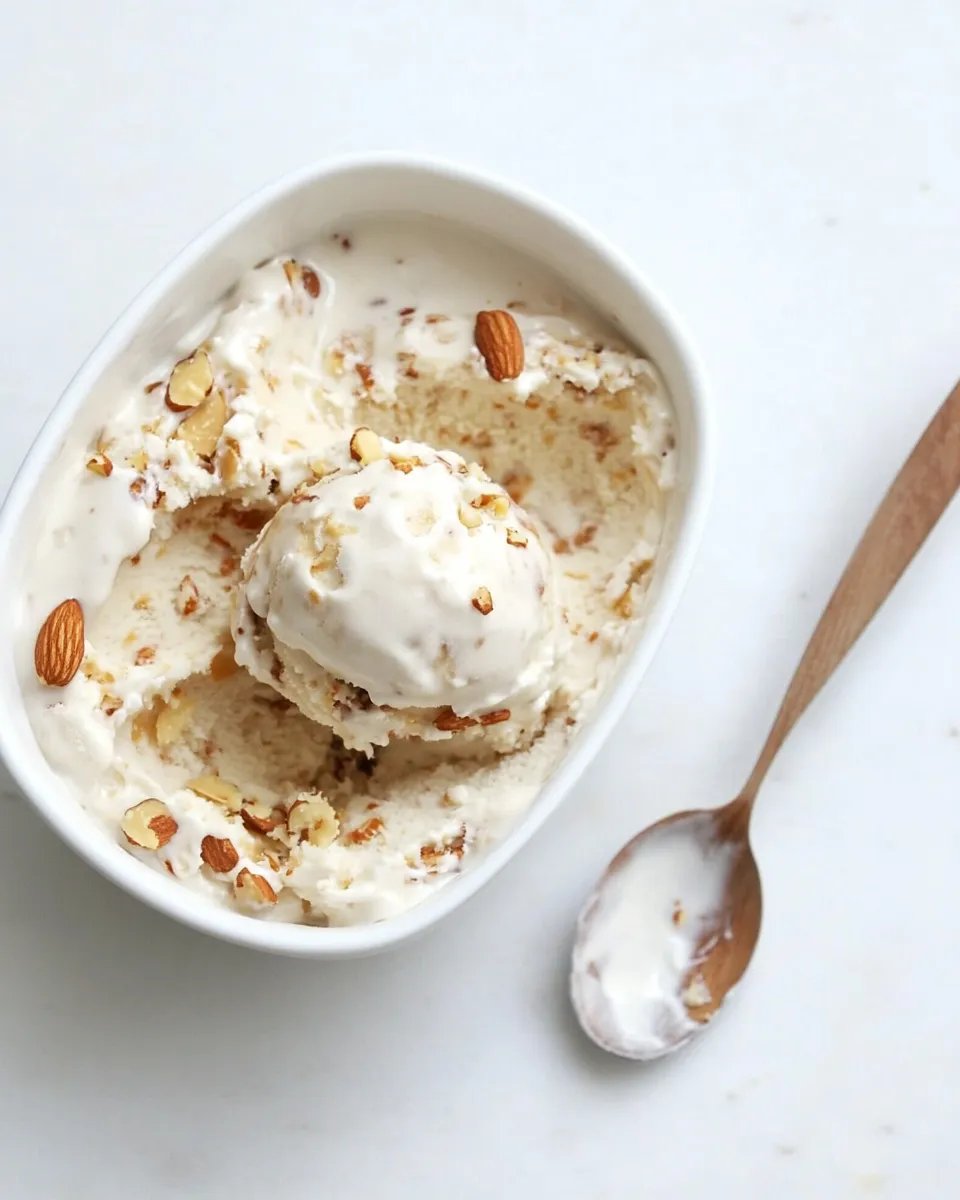 Delicious Almond Torte Mascarpone Ice Cream (with a Brown Butter Almond Crunch!) dish photo