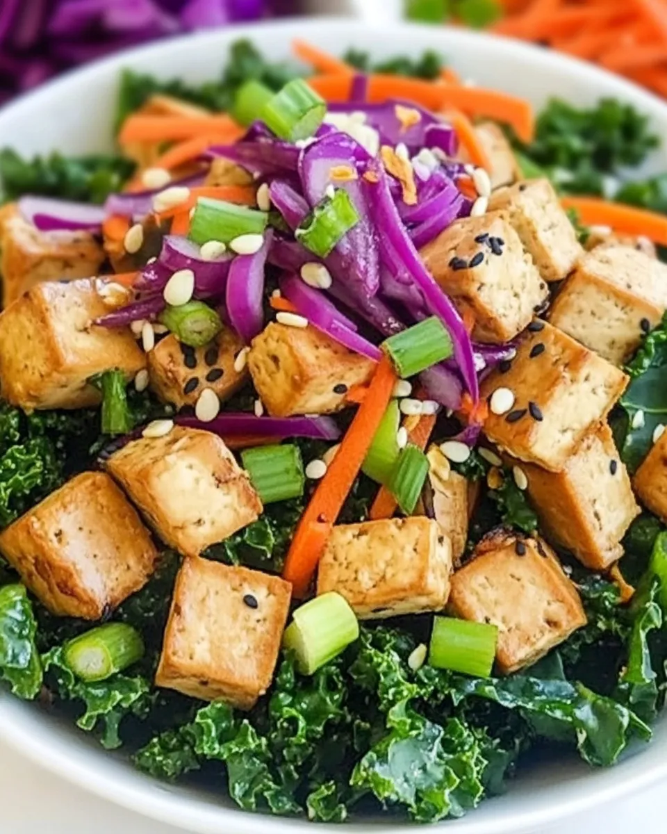 Classic Asian Kale & Tofu Salad (Protein-Rich!) image