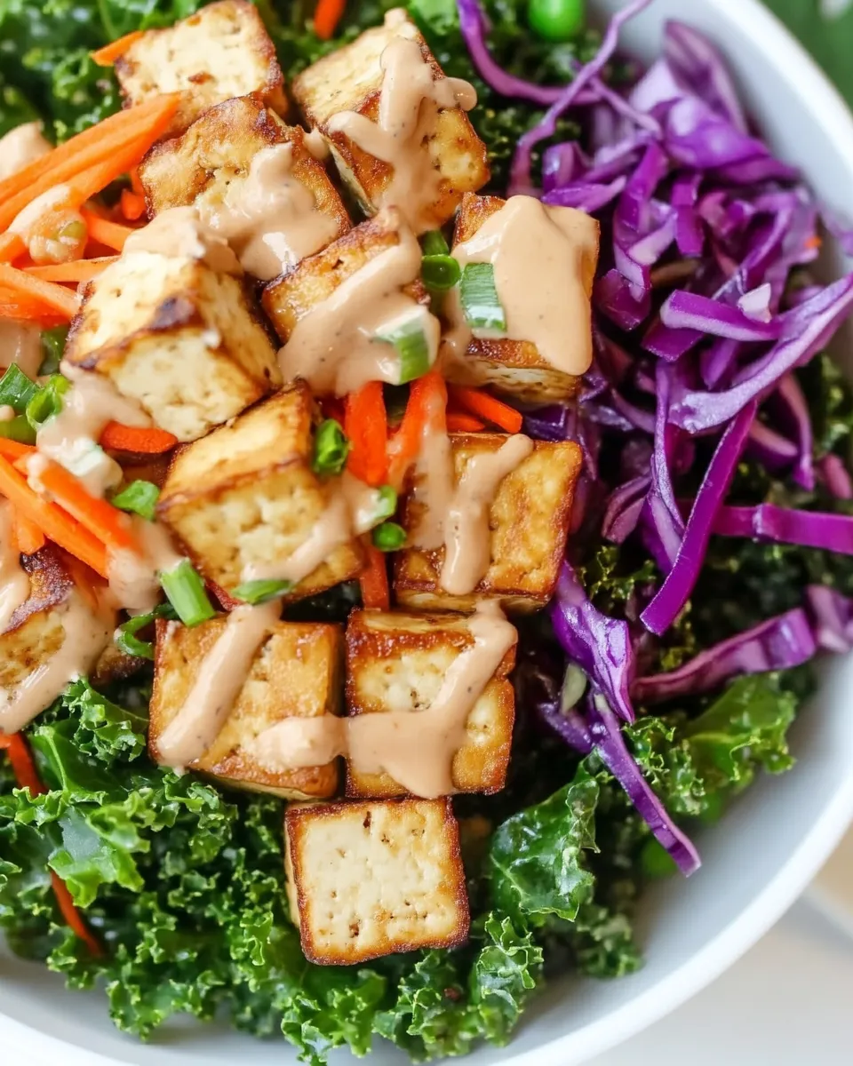 Easy Asian Kale & Tofu Salad (Protein-Rich!) recipe image
