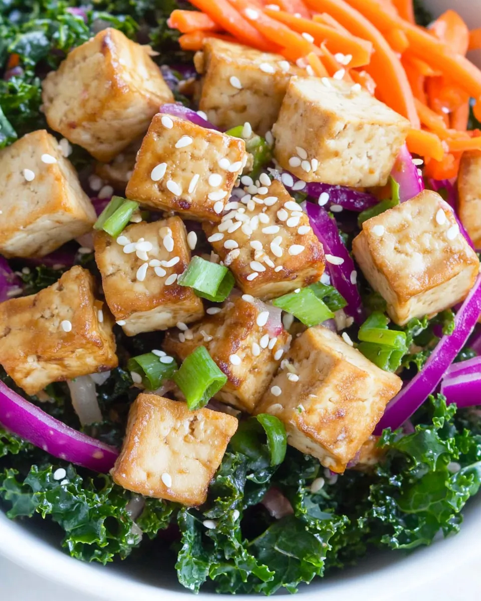 Delicious Asian Kale & Tofu Salad (Protein-Rich!) dish photo