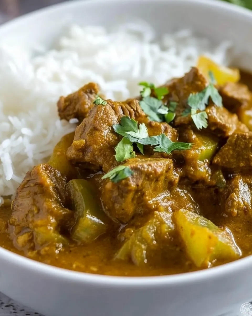 Delicious Authentic Indian Lamb Dopiaza Curry dish photo