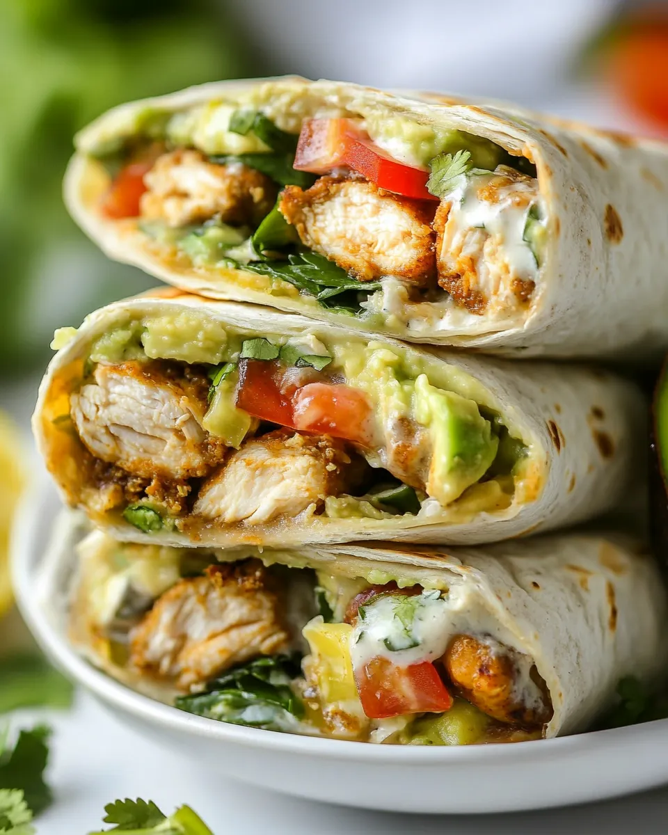 Homemade Avocado Ranch Chicken Burrito Wraps recipe photo