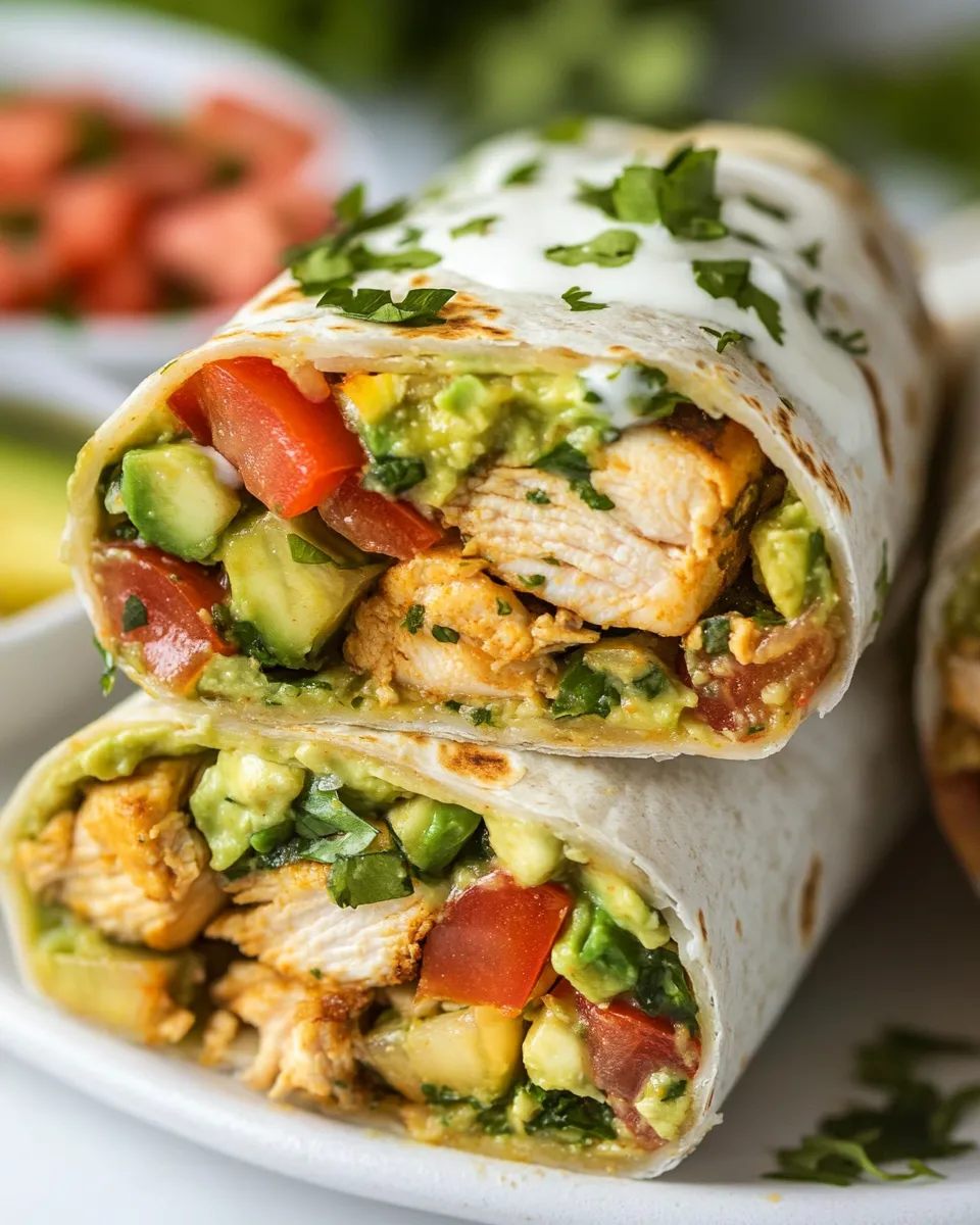 Delicious Avocado Ranch Chicken Burrito Wraps plate image