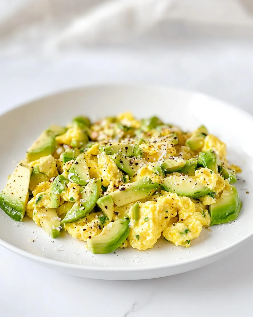 Easy Avocado Scrambled Eggs food shot