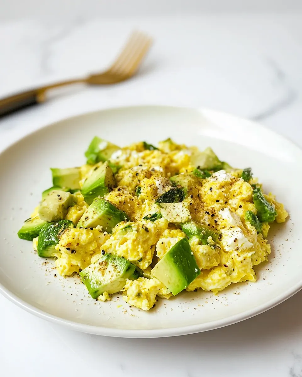 Delicious Avocado Scrambled Eggs plate image