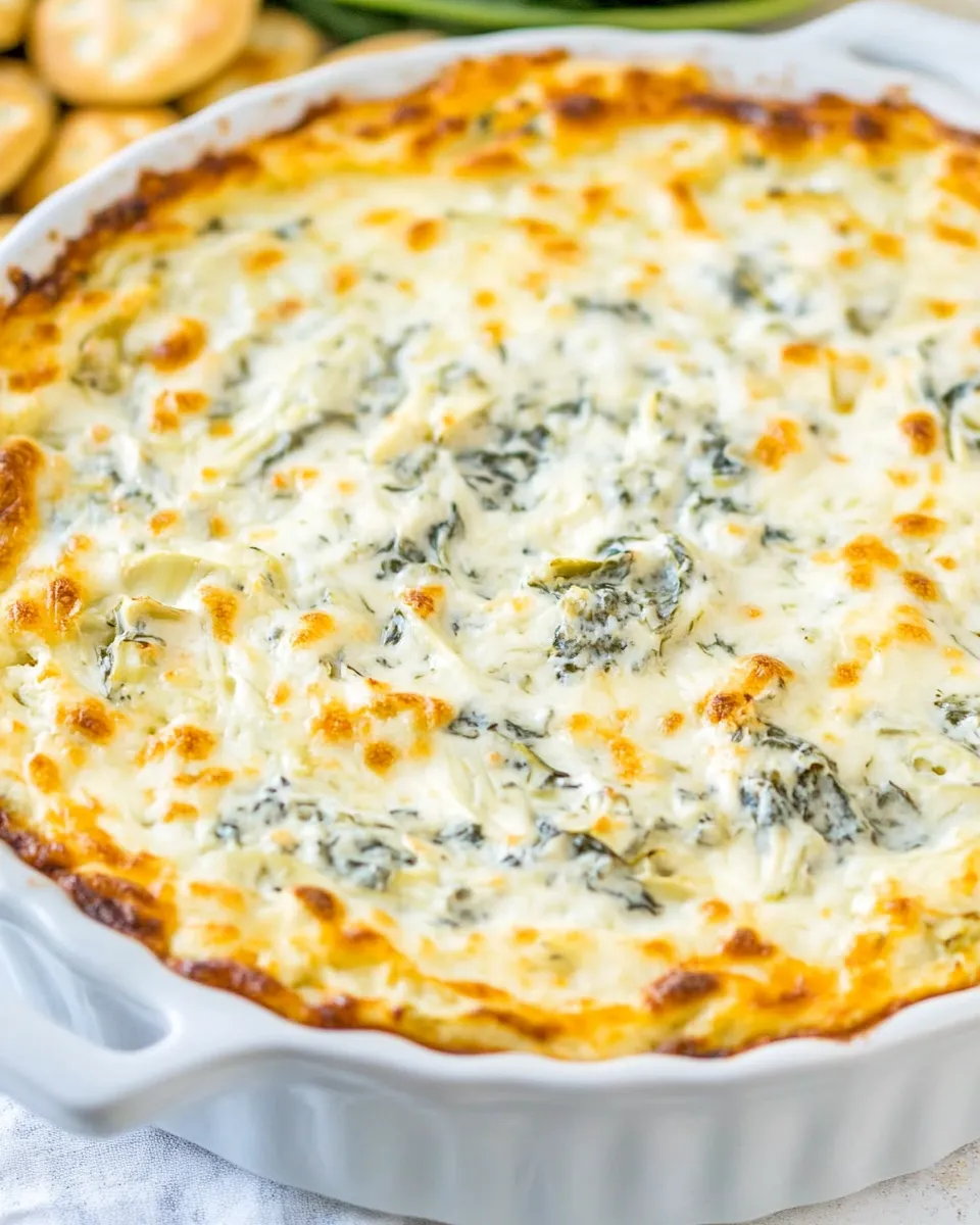Homemade Baked Cheesy Spinach Artichoke Dip photo