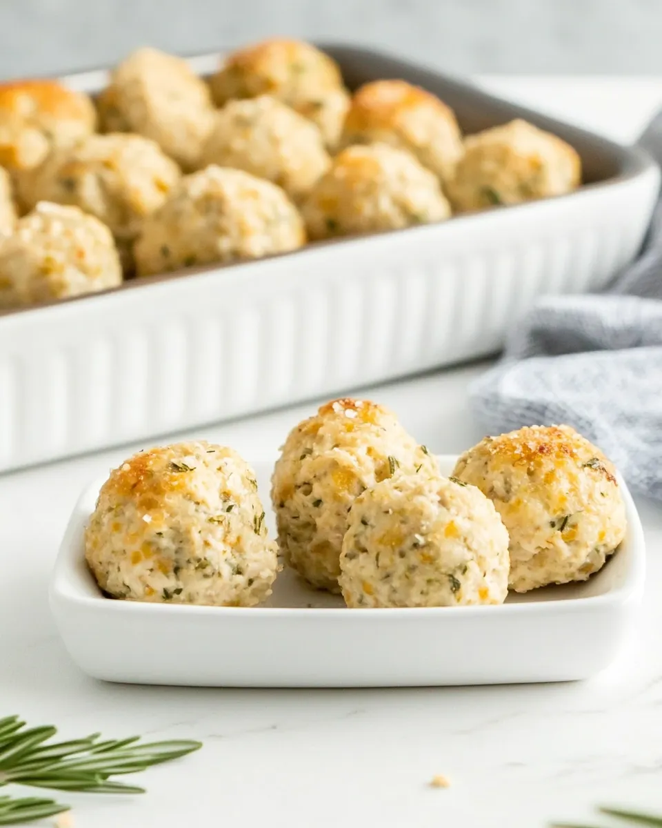 Easy Baked Chicken Meatballs with Parmesan and Rosemary food shot