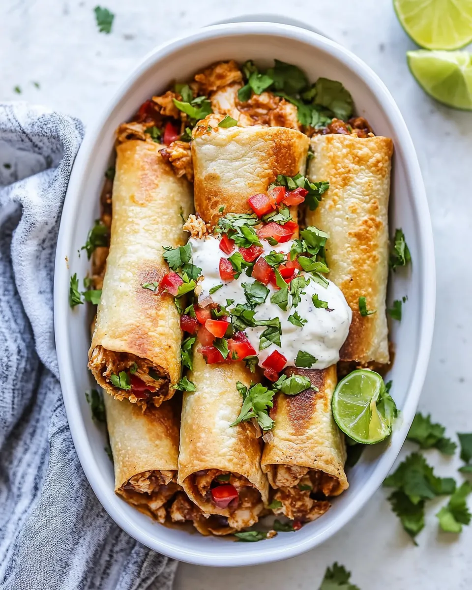 Delicious Baked Creamy Chicken Taquitos plate image