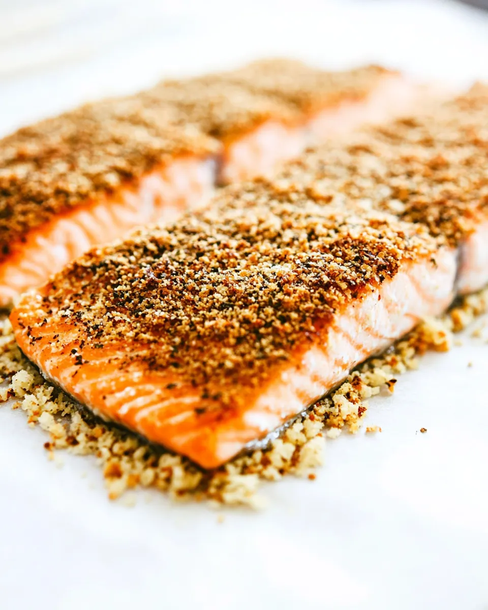 Homemade Baked Salmon with Garlic Parmesan Bread Crumbs photo