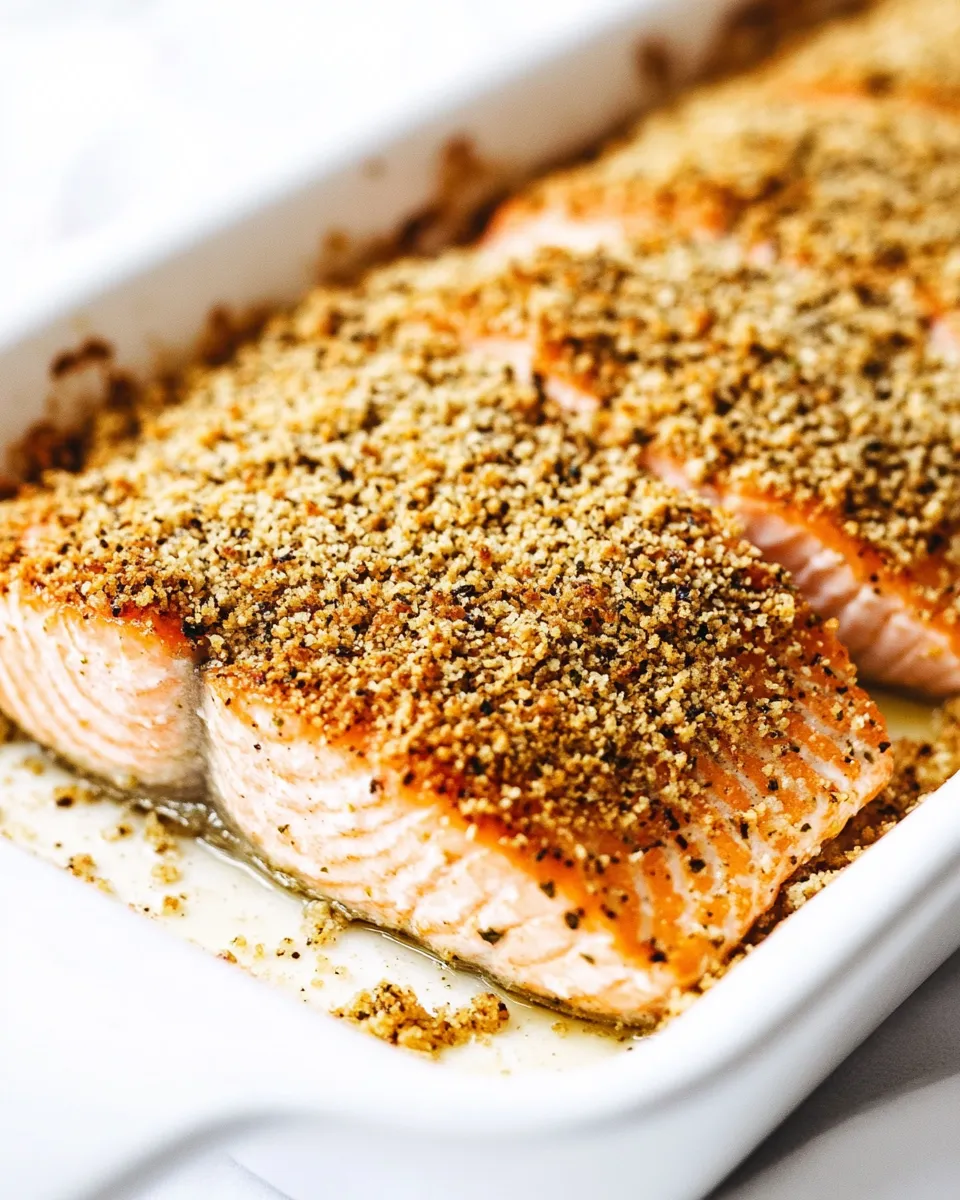 Easy Baked Salmon with Garlic Parmesan Bread Crumbs recipe photo
