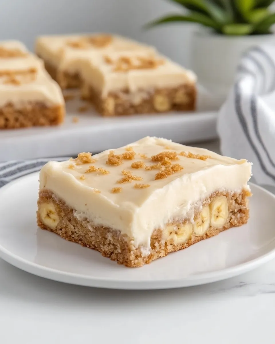 Delicious Banana Bars with Cream Cheese Frosting food shot