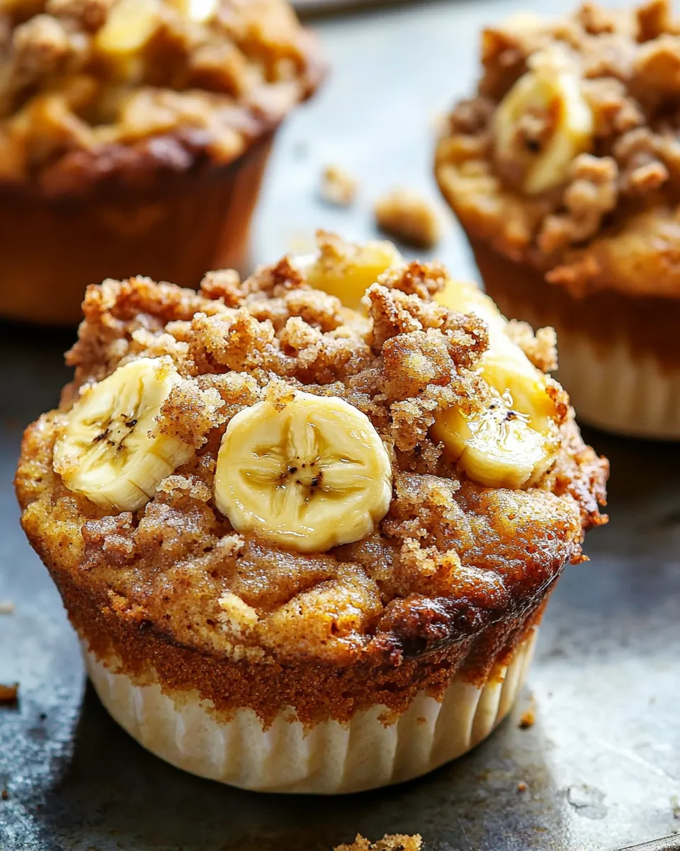 Homemade Banana Bread Streusel Muffins plate image