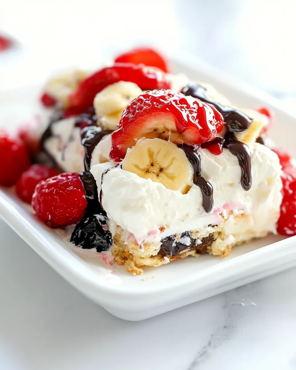 Delicious Banana Split Dessert food shot