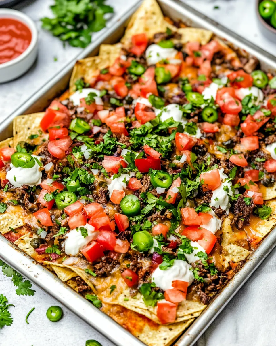 Delicious Beef Sheet Pan Nachos Recipe dish photo