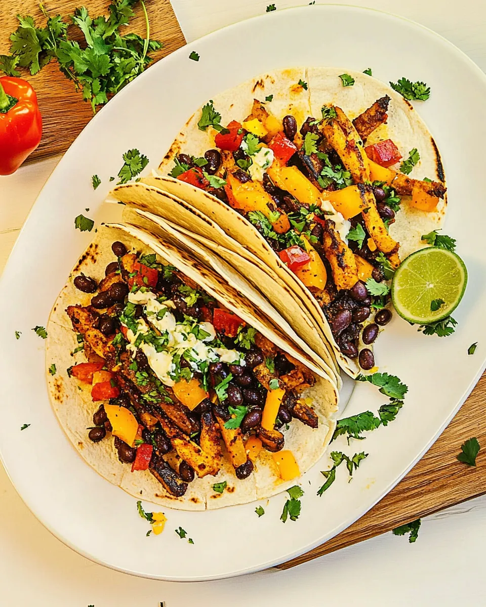 Delicious Black Bean Fajitas food shot