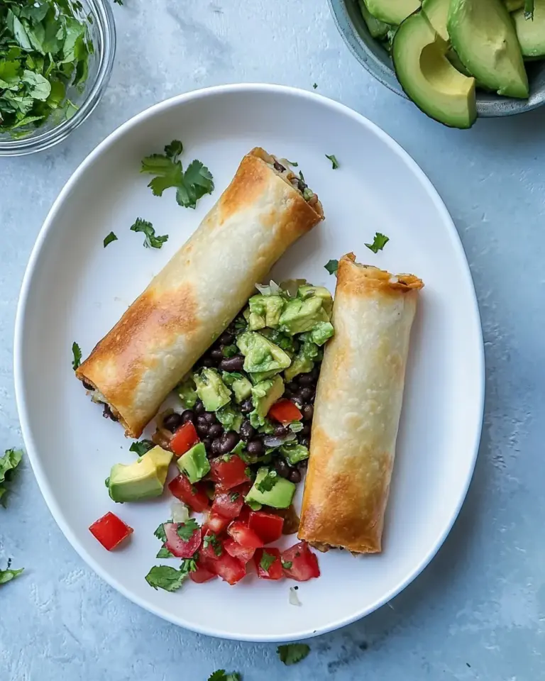 Homemade Black Bean Taquitos with Avocado Pico. recipe photo