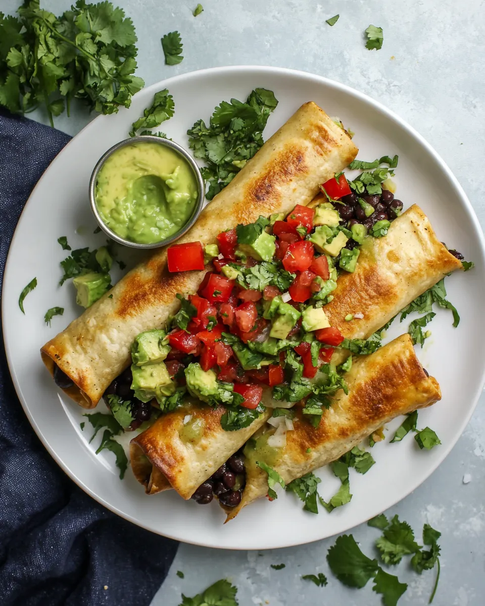 Classic Black Bean Taquitos with Avocado Pico. dish photo