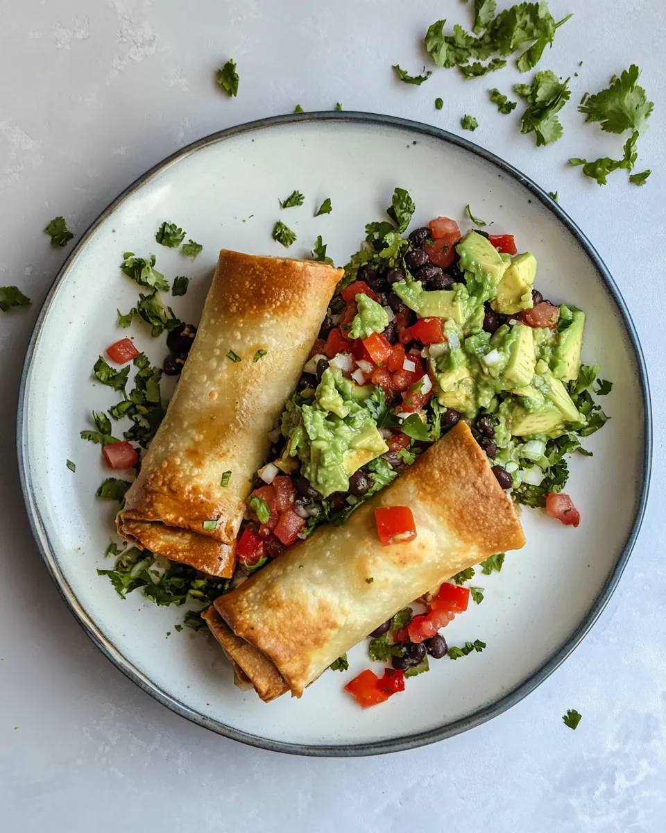 Easy Black Bean Taquitos with Avocado Pico. food shot