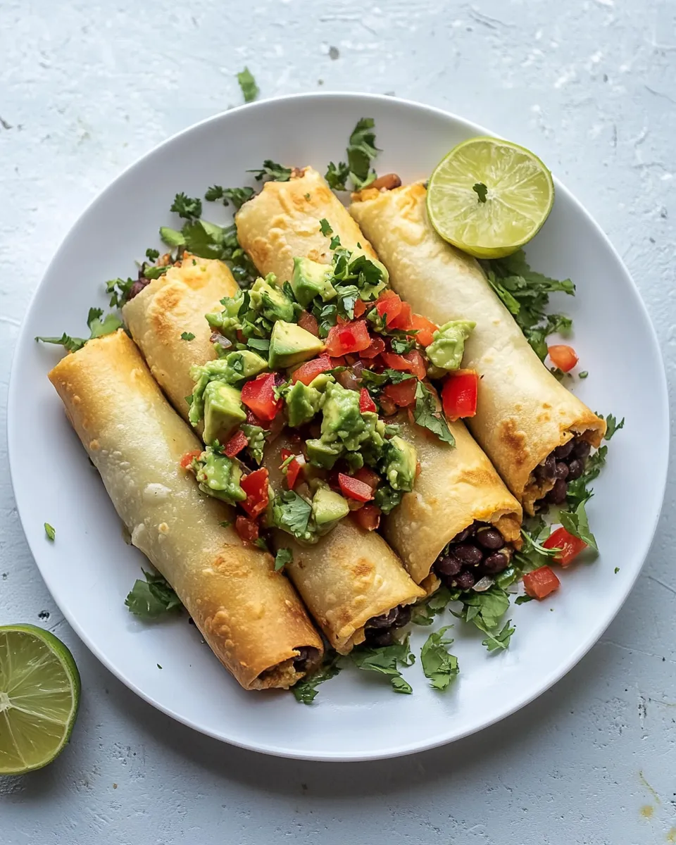 Delicious Black Bean Taquitos with Avocado Pico. image