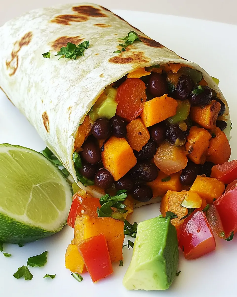 Easy Black Bean and Sweet Potato Wrap food shot