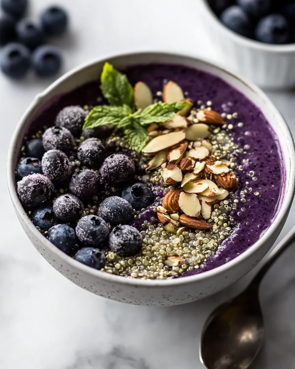 Classic Blueberry Almond Breakfast Quinoa Smoothie Bowl picture