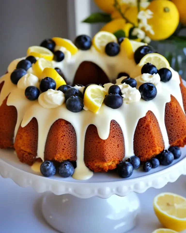 Homemade Blueberry Lemon Bundt Cake with Cream Cheese Frosting photo