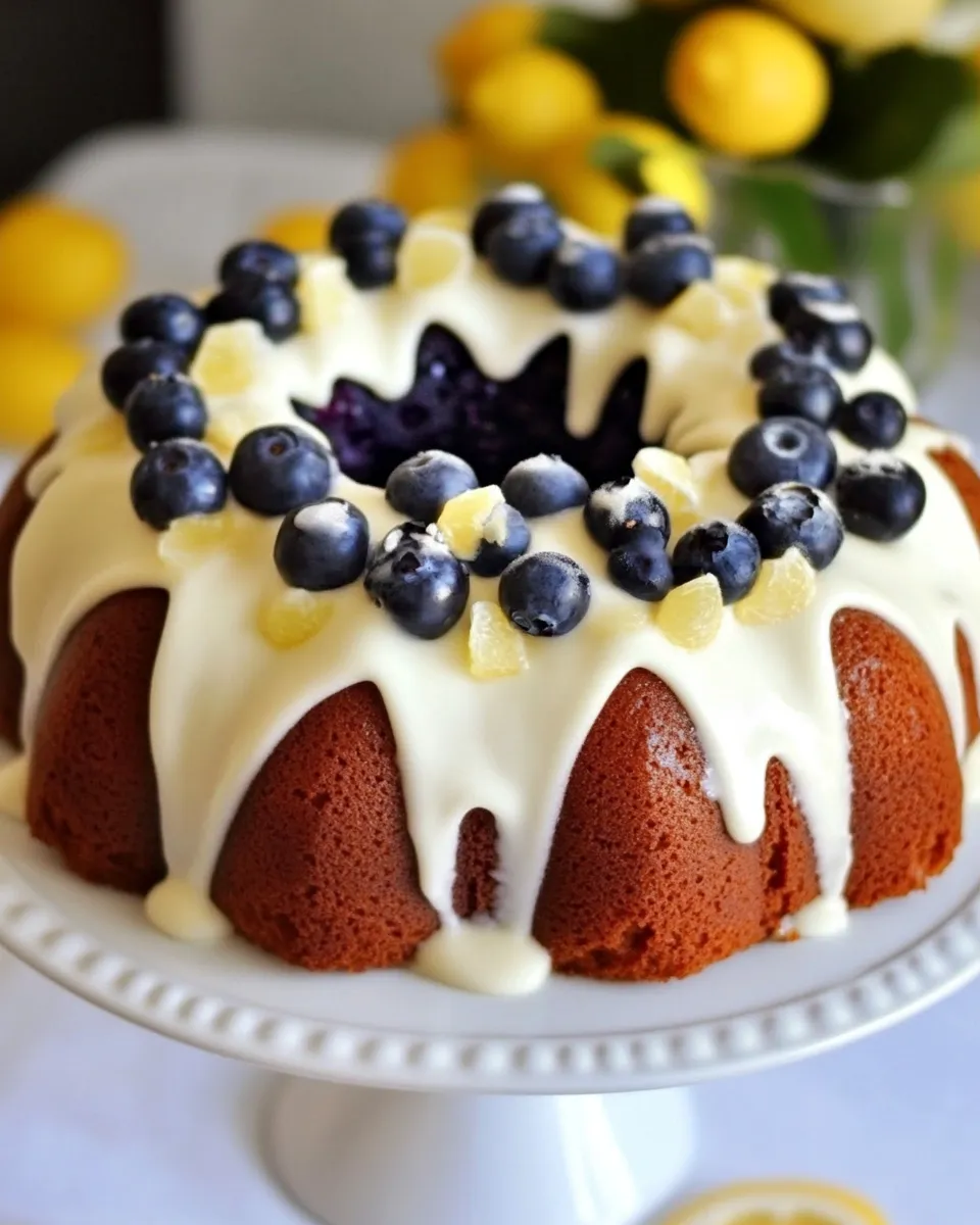 Delicious Blueberry Lemon Bundt Cake with Cream Cheese Frosting dish photo