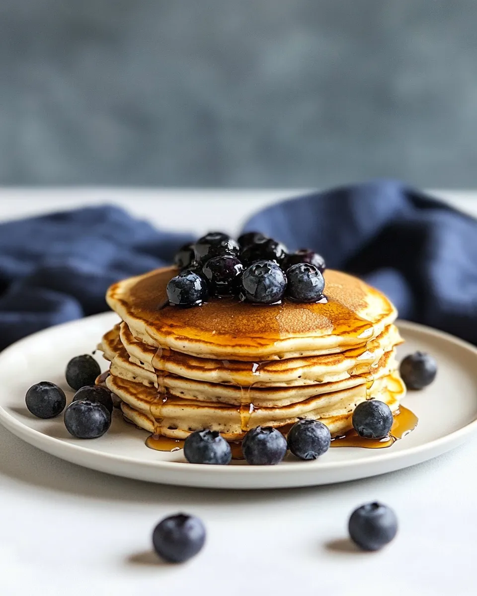 Delicious Blueberry Sourdough Pancakes food shot