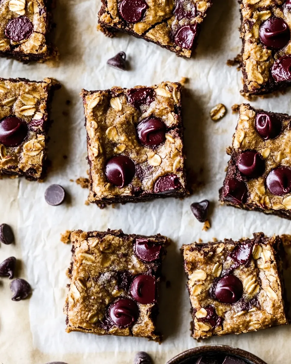 Homemade Brown Butter Oatmeal Chocolate Chip Cookie Bars. photo