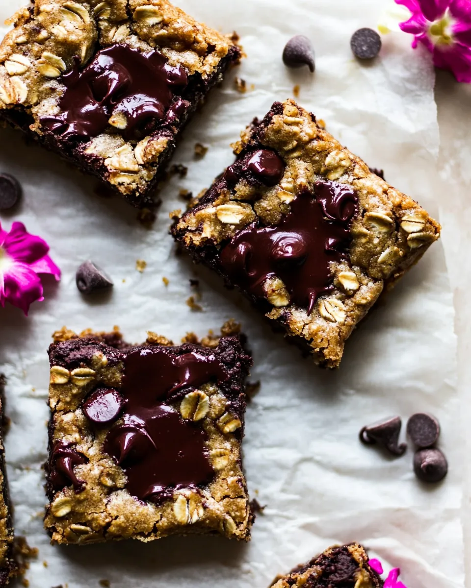 Easy Brown Butter Oatmeal Chocolate Chip Cookie Bars. recipe photo