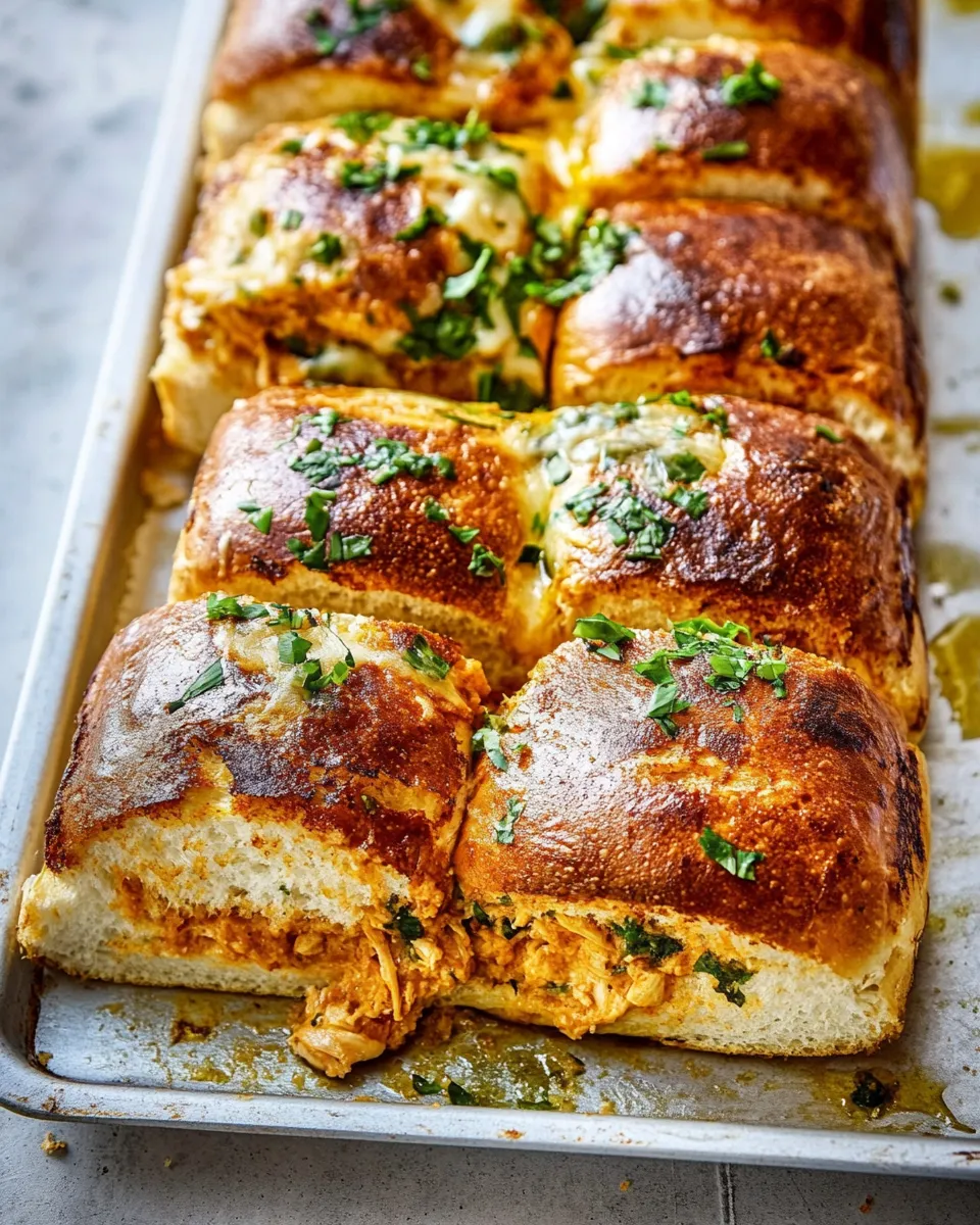 Easy Buffalo Chicken Dip Sliders. food shot