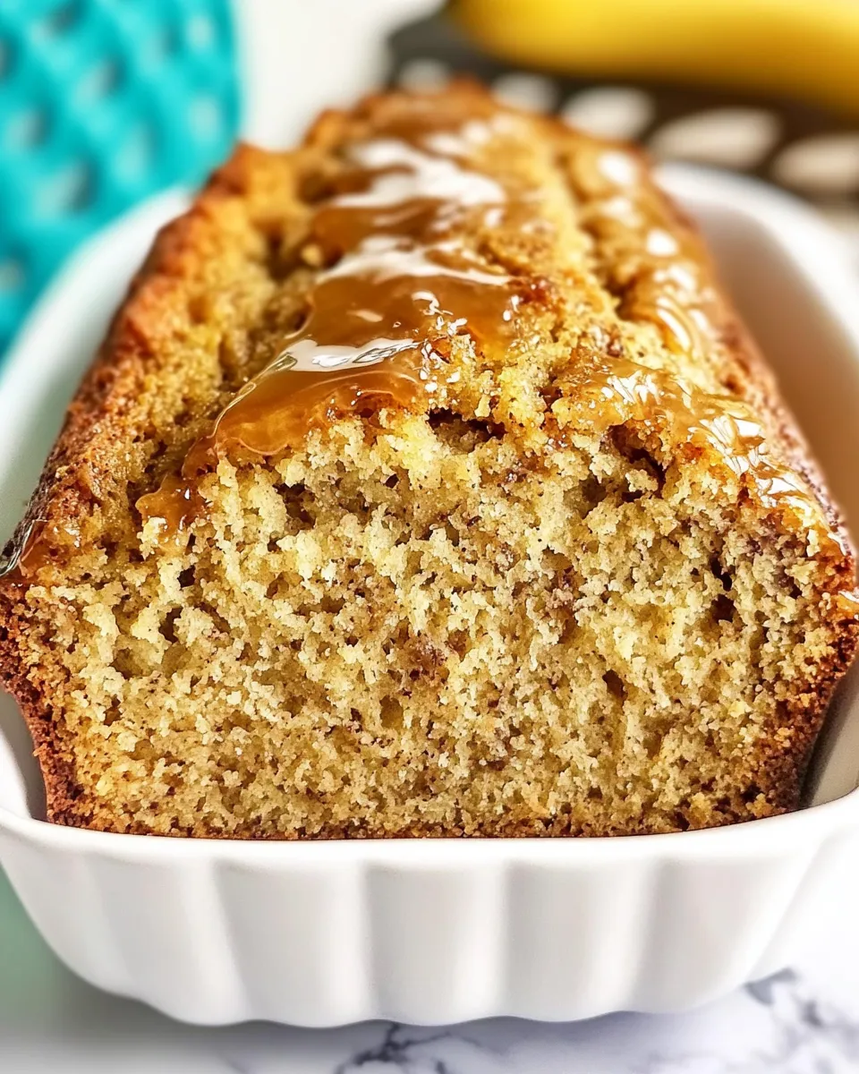 Delicious Caramelized Banana Bread food shot