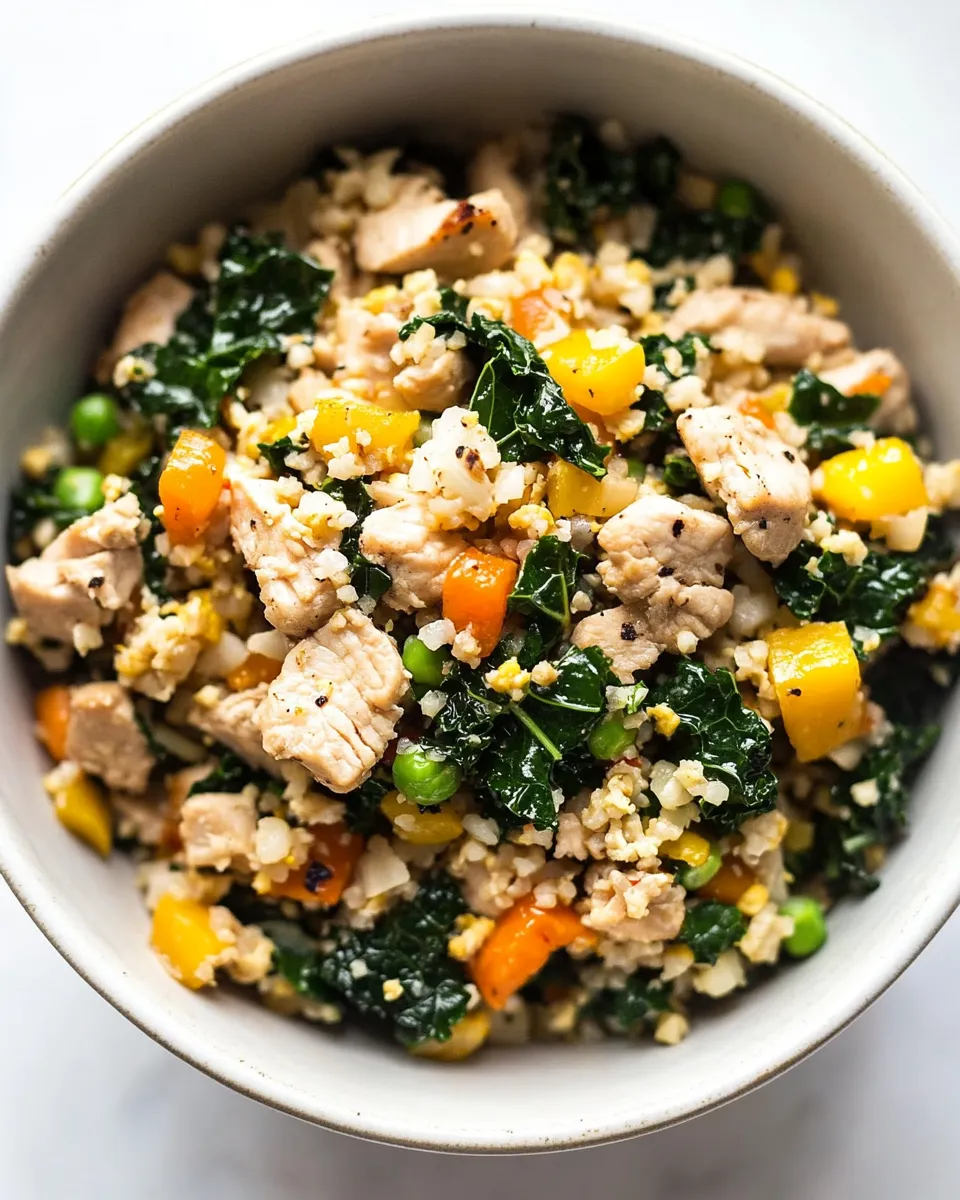 Classic Cauliflower Fried Rice with Kale & Chicken Recipe image