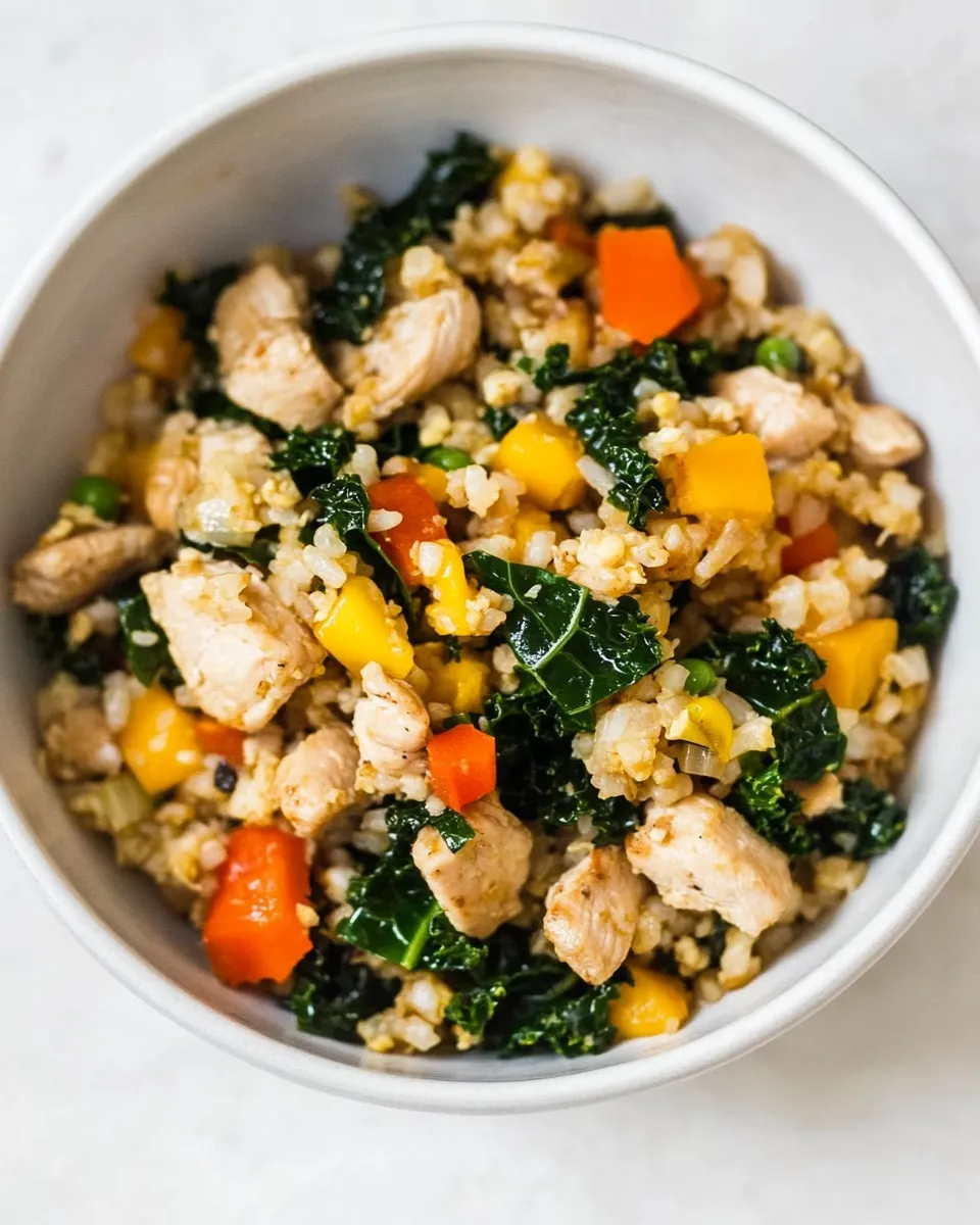 Easy Cauliflower Fried Rice with Kale & Chicken Recipe dish photo