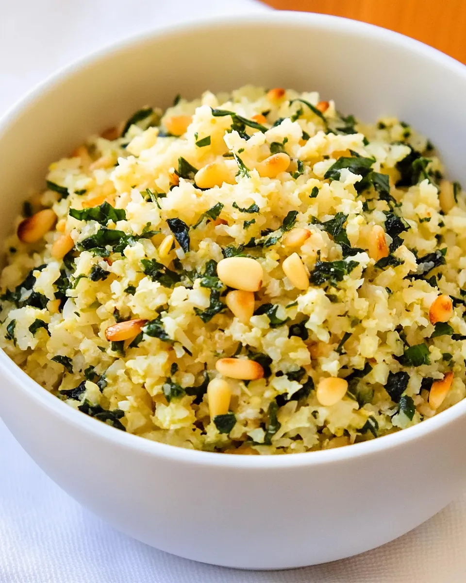 Easy Cauliflower Rice with Basil, Parmesan, and Pine Nuts recipe photo