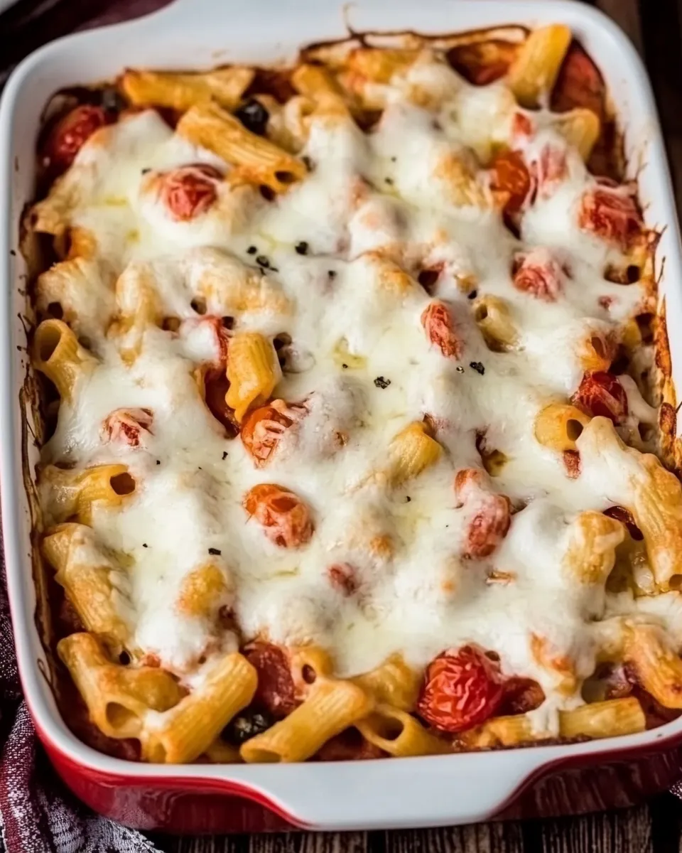 Easy Cheesy Pasta Bake with Tomatoes and Havarti food shot