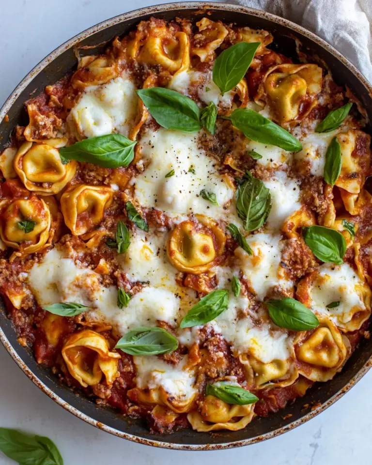Homemade Cheesy Weeknight Tortellini Skillet. recipe photo