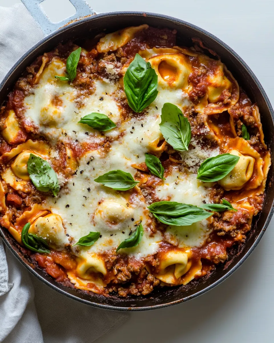 Classic Cheesy Weeknight Tortellini Skillet. dish photo