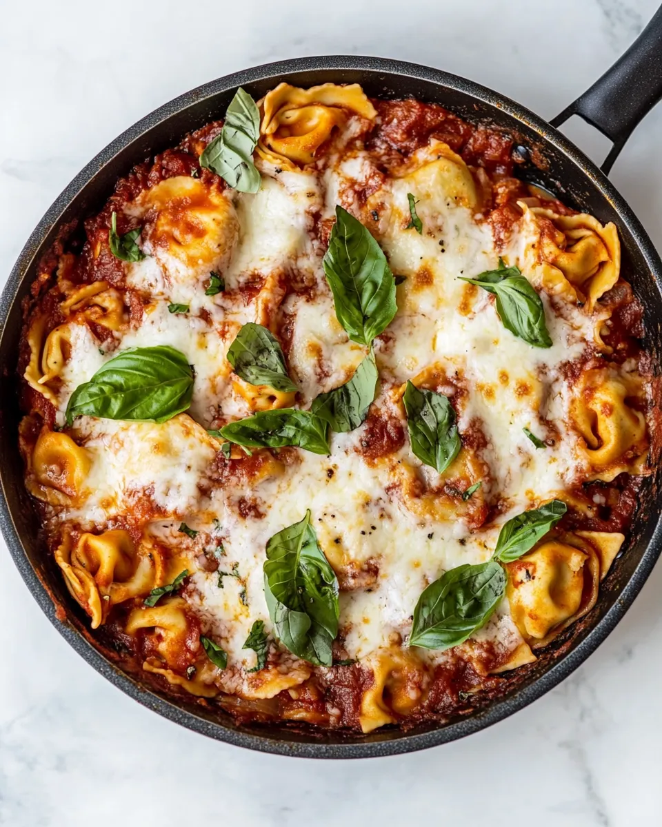Delicious Cheesy Weeknight Tortellini Skillet. plate image
