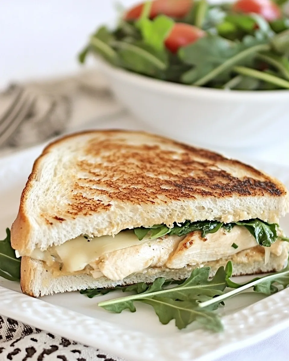 Delicious Chicken Arugula Provolone Panini with Chipotle dish photo