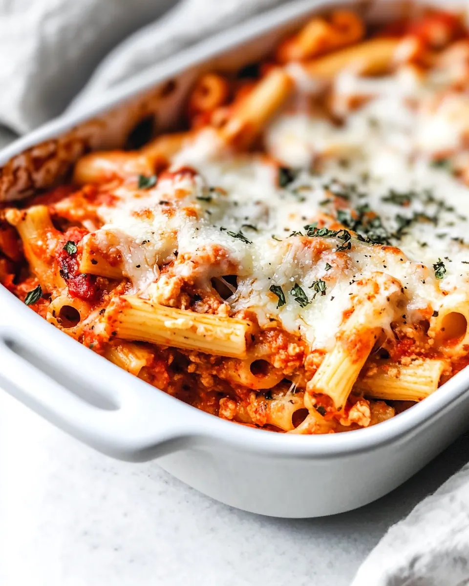 Delicious Chicken Parmesan Baked Ziti plate image