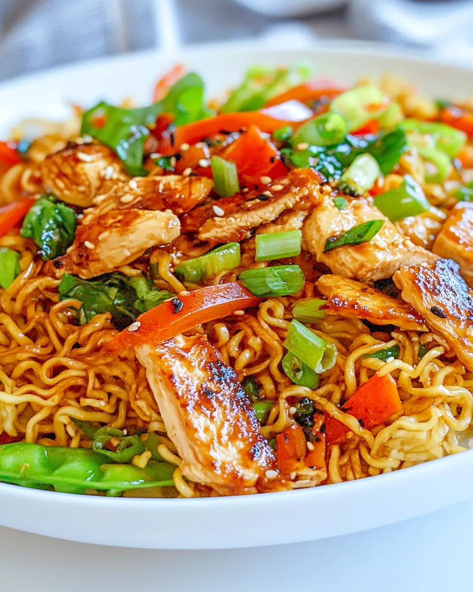 Easy Chicken Ramen Stir Fry food shot