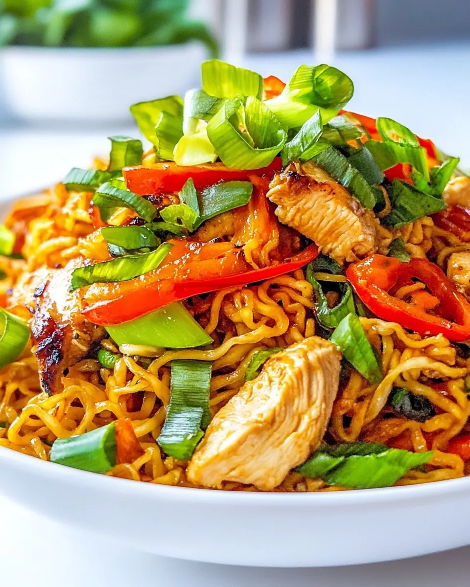 Delicious Chicken Ramen Stir Fry plate image