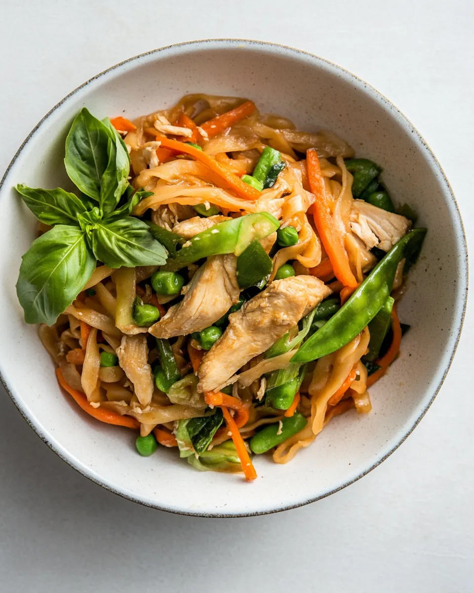 Easy Chicken Stir Fry with Rice Noodles food shot