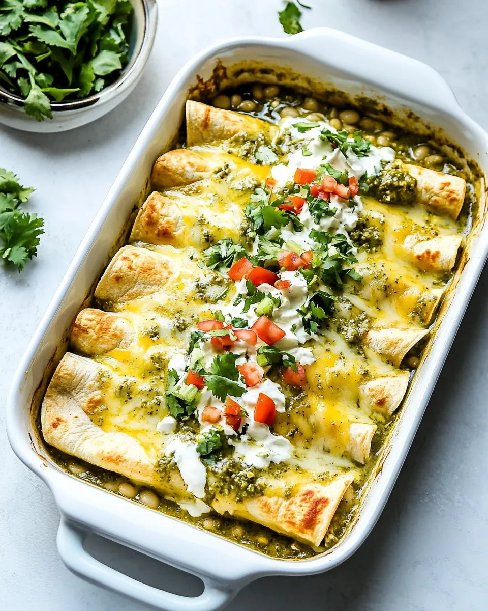 Delicious Chicken and White Bean Enchiladas with Creamy Salsa Verde plate image