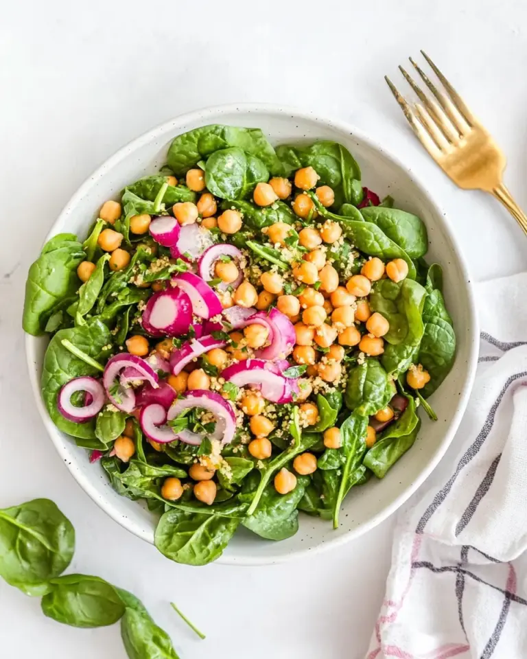 Homemade Chickpea and Spinach Salad with Cumin Dressing photo