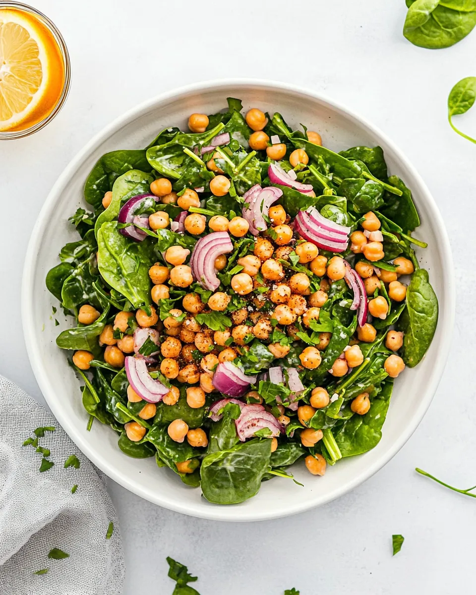 Easy Chickpea and Spinach Salad with Cumin Dressing recipe image